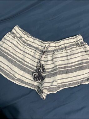 Calypso St. Barth White and Navy Striped Athletic Shorts